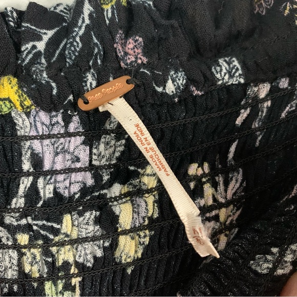 Free People Women's Tank Maxi Dress Floral Boho Black Smocked Flowy Medium M - Picture 5 of 12